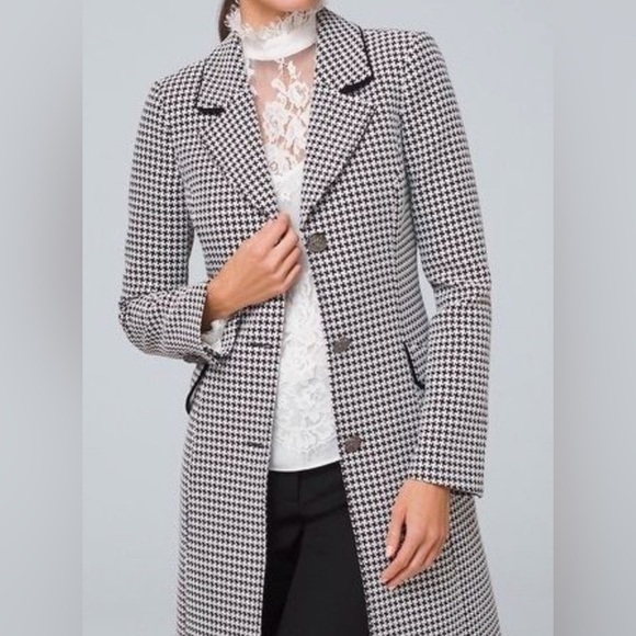 White House Black Market Houndstooth Coat Size Small NWT - Picture 1 of 12